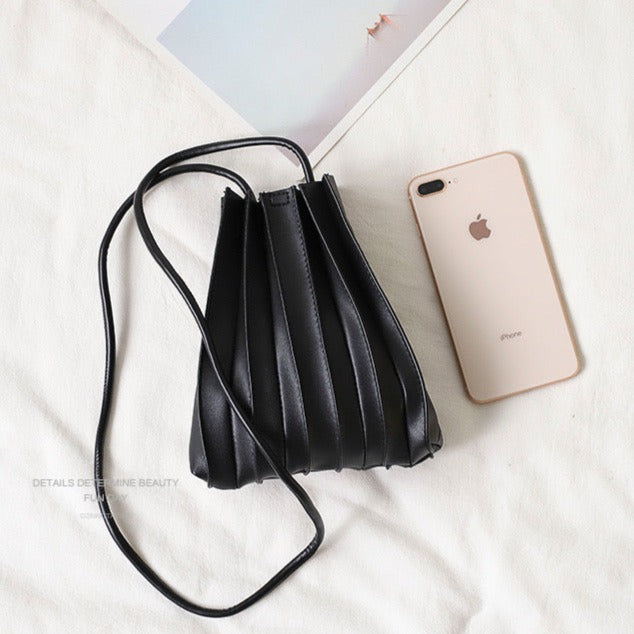 Pleated Soft Vegan Leather Crossbody Mini Bag