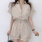 Button-Up DrawString Utility Jumpsuit