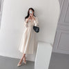 Long Sleeve Chiffon One Button Shirt Dress