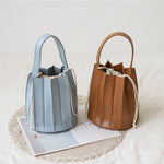 Pleated Soft Vegan Leather Basket Bag