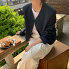 Korean Style Minimalist Collarless Cropped Blazer