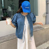 Denim Cardigan with Pleated Sling Dress Set