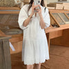 White Cotton Dress with Scalloped Lace Trims