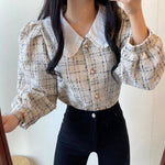 Tweed Blouse with Peter Pan Collar