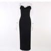 Black Faux Feather Fitted Dress