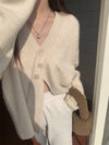 Soft Knit Designer V-Neck Side Button Sweater