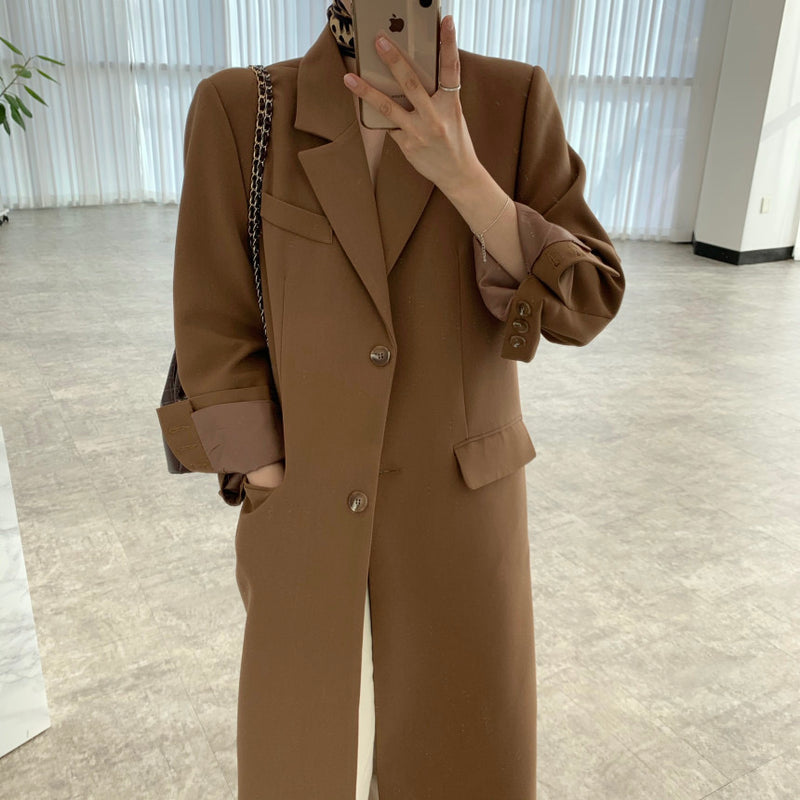 Blazer Style Long Jacket with Back Vent