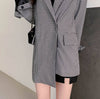 Designer Asymmetrical High-Low Blazer in Plaids with Belt