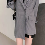 Designer Asymmetrical High-Low Blazer in Plaids with Belt