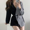 Designer Half Black Half Plaids Blazer