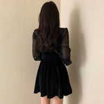 Lace Velvet Black Mini Dress