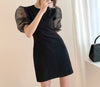 Fitted Little Black Mini Dress with Organza Sleeve