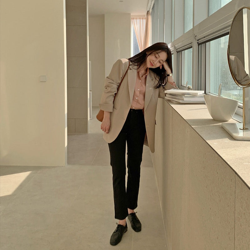 Korean Style Casual Blazer with Back Vent