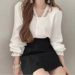 Long Sleeve Soft Knit Top with Lace Neckline