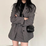 Korean Style Oversized Blazer Set in Plaids