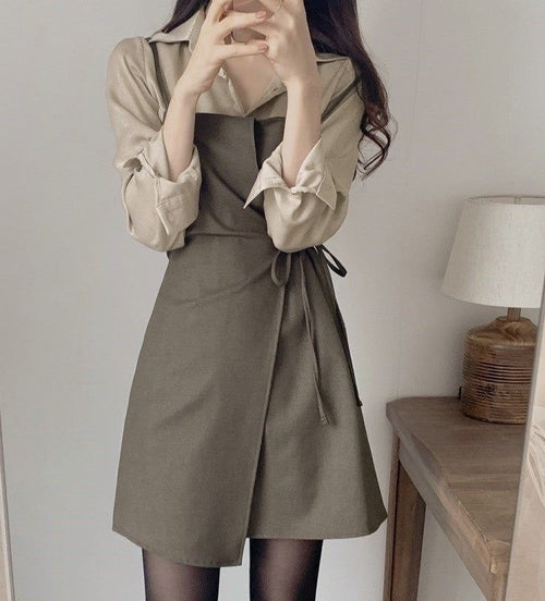 Button Up Shirt with Wrap Style Strap Dress