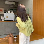 A-Line Long Sleeve Pleated Back Button-Up Shirt