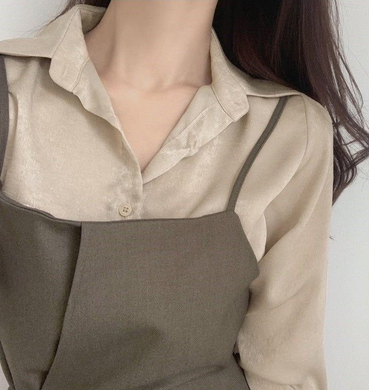 Button Up Shirt with Wrap Style Strap Dress