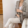 Two-Button Gray Linen Blazer