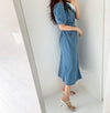 Denim V-Neck Fishtail Dress