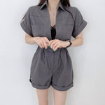 Button-Up DrawString Utility Jumpsuit