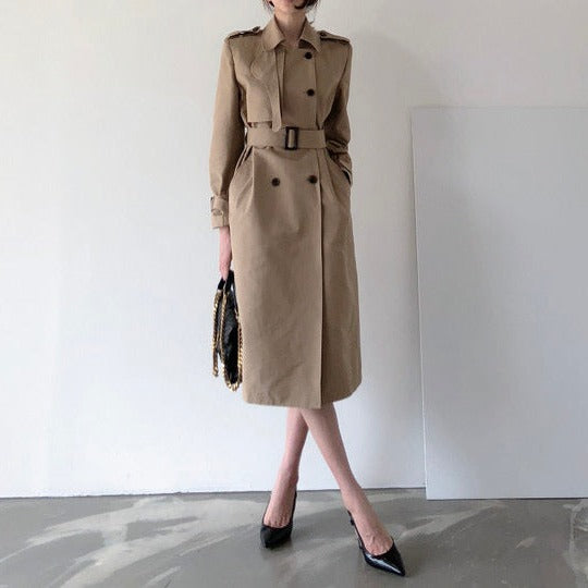 Long Double-Breasted Trench Coat