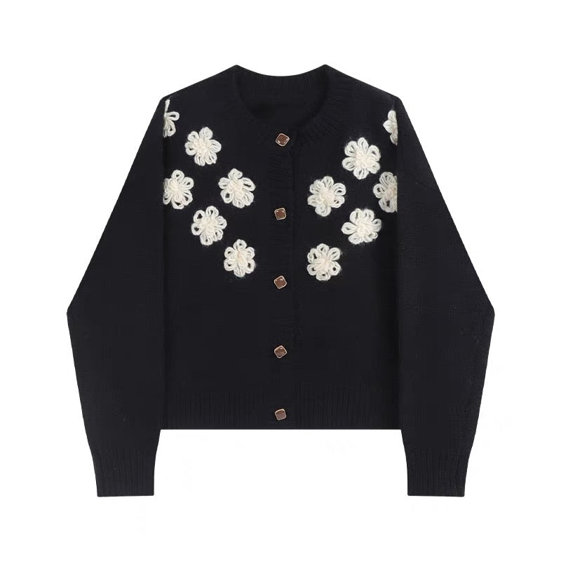 Black cardigan with on sale flowers