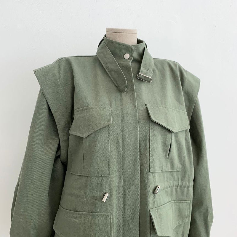 Drawcord Waist Utility Cotton Coat