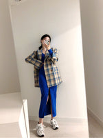 Designer Color Pop Plaid A-Line Blazer