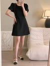 Short Sleeve Mini Dress with Cut Out Meshed Waist