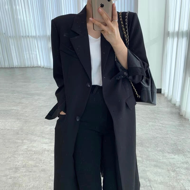 Blazer Style Long Jacket with Back Vent