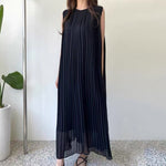 Sleeve-Less Pleated Midi Dress