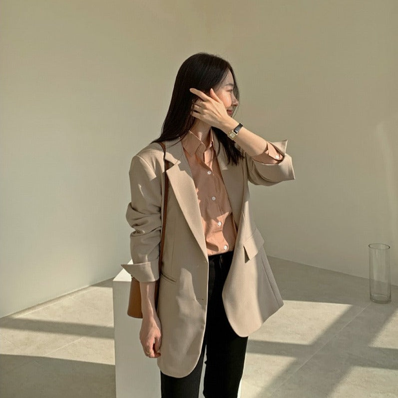 Korean Style Casual Blazer with Back Vent