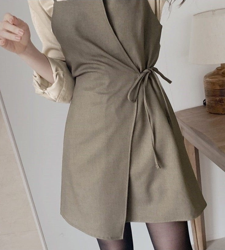 Button Up Shirt with Wrap Style Strap Dress