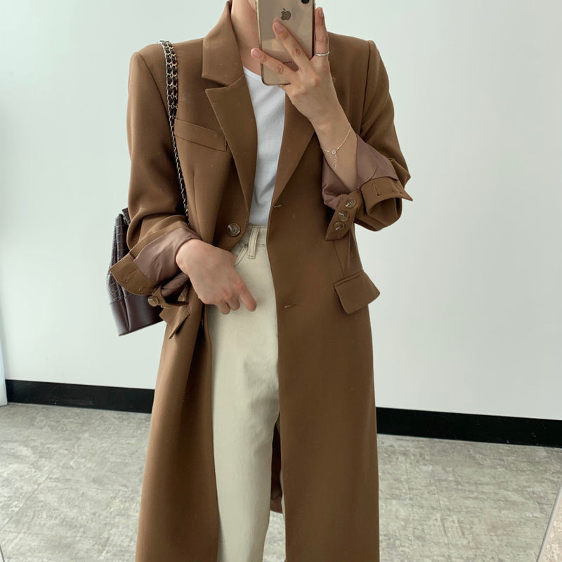 Blazer Style Long Jacket with Back Vent