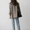 Korean Style Casual A-Line Blazer in Brown Plaids