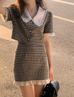 Black and White Cropped Top with Mini Skirt Set