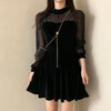 Lace Velvet Black Mini Dress