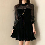 Lace Velvet Black Mini Dress