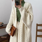 Cable Knit Open Front Relaxed Long Cardigan