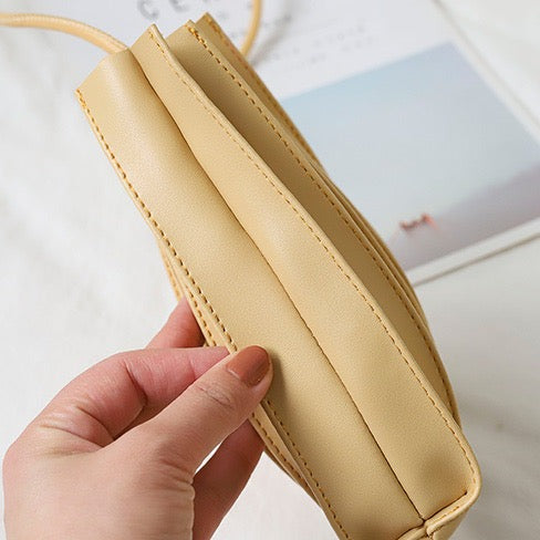 Pleated Soft Vegan Leather Crossbody Mini Bag