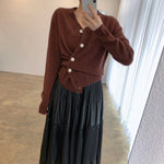 Designer Asymmetrical V-Neck Soft Knit Cardigan