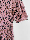 Pink Leopard Chiffon Midi Dress