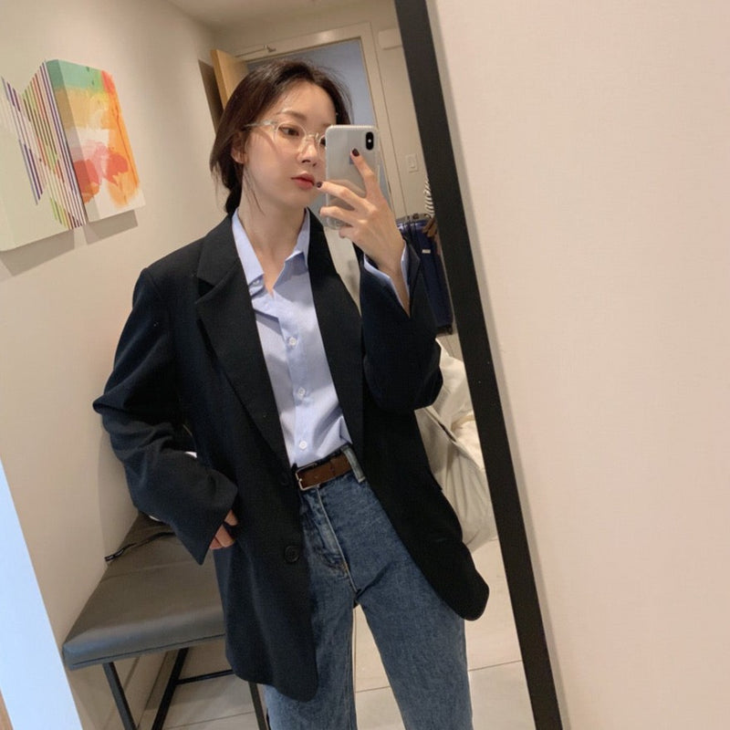 Korean Style Casual Blazer with Back Vent