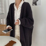 Cable Knit Open Front Relaxed Long Cardigan