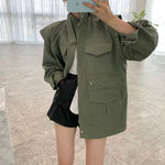 Drawcord Waist Utility Cotton Coat