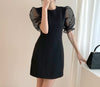 Fitted Little Black Mini Dress with Organza Sleeve