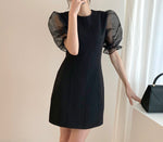 Fitted Little Black Mini Dress with Organza Sleeve