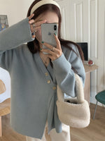 Soft Knit Designer V-Neck Side Button Sweater