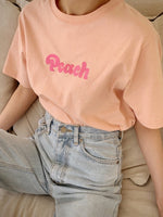 Peach Embroidered Cotton T-Shirt